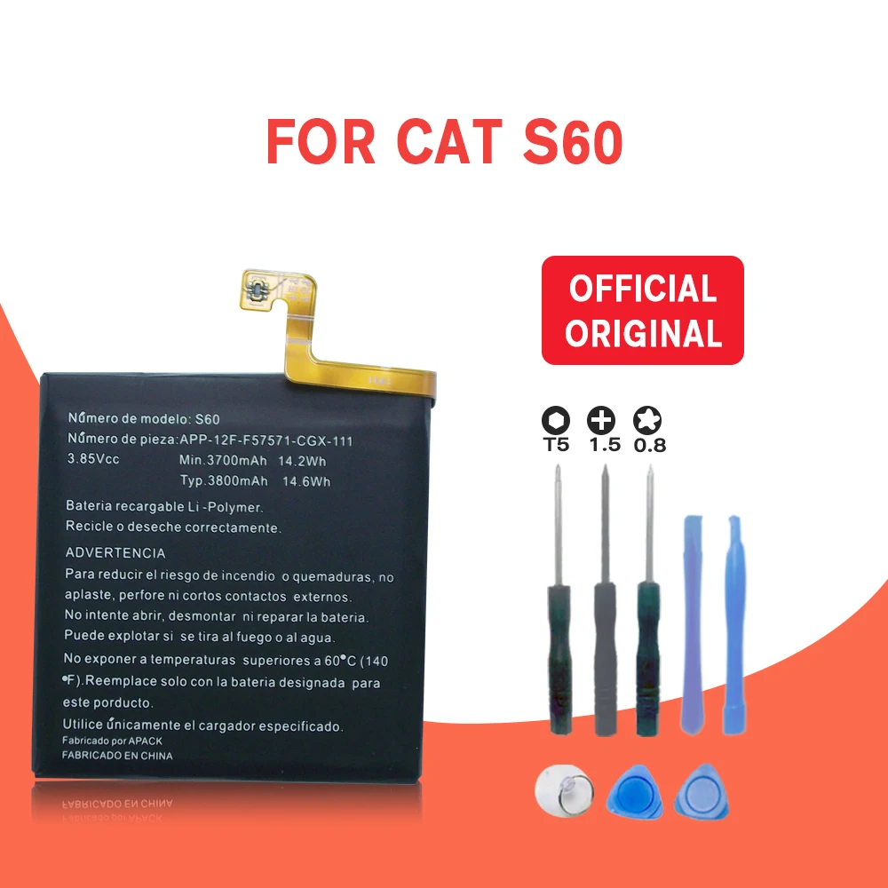 

100% Original 3800mAh Battery Replacement for CAT S60 APP-12F-F57571-CGX-111 Batteries Bateria+Tracking + Tools