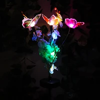 solar led decorative outdoor lawn lamp butterfly sun rose light artificial flower tent light decorate garden balcony lawn room