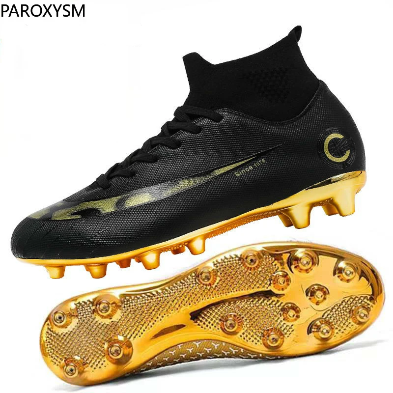 PAROXYSM белые/черные золотые мужские футбольные бутсы высокие женские Botas De Futbol