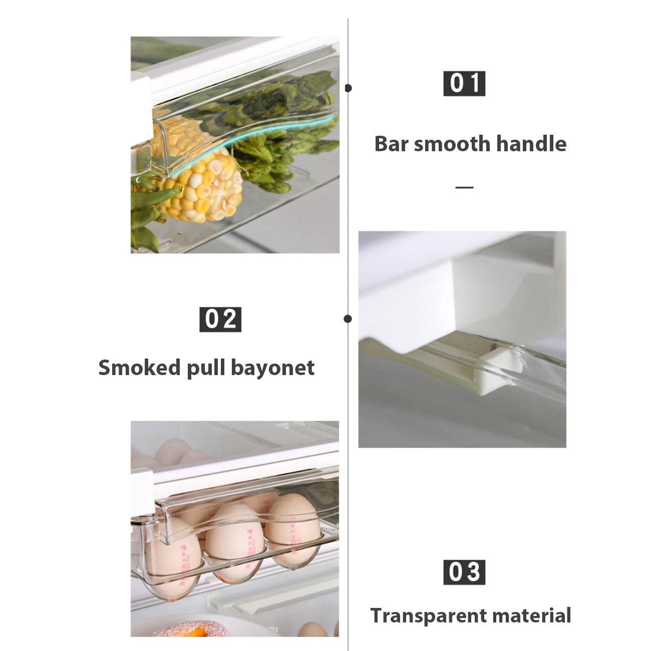 

Drawer transparent storage box for refrigerator, food, fruit and vegetable preservation kitchen space saving storage box