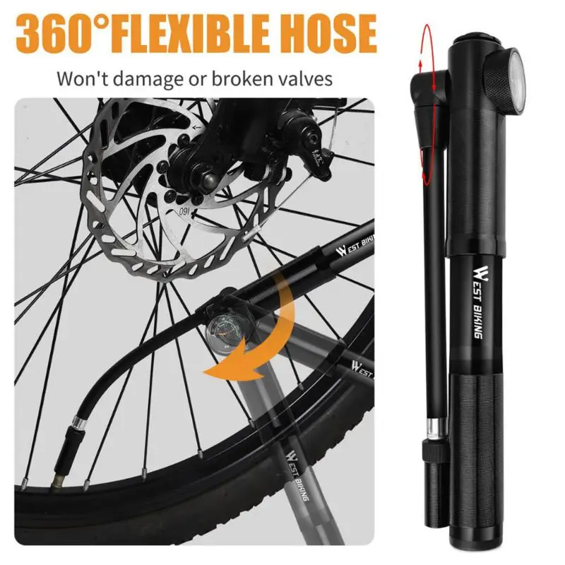 

360 Degree Rotatable Tracheal Bicycle Pump High Pressure Portable MTB Inflator