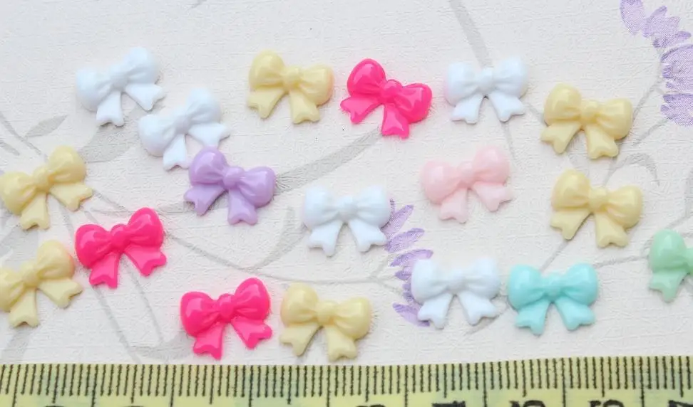 

250pcs lovely Mixed miniature Resin butterfly Bow Cabochons (12mm) Cell phone decor, hair pin, rings DIY kitsch bow
