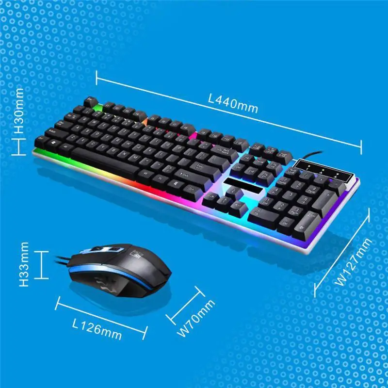 BEESCLOVER G21 стандартная клавиатура с Цветной подсветкой 104 клавиши USB эргономичные