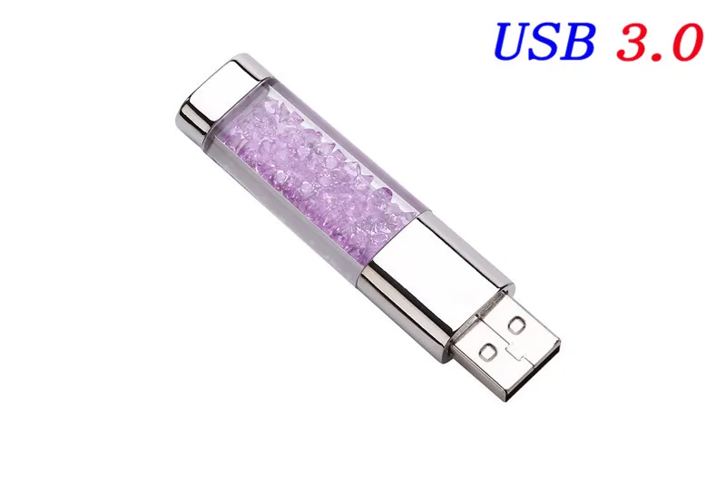 Кристаллические элементы USB флеш-накопители USB 3,0 флэш-накопитель U Диск флеш-накопитель 4 ГБ 8 ГБ 16 ГБ 32 ГБ 64 ГБ 128 ГБ творческие подарки - Color: Purple