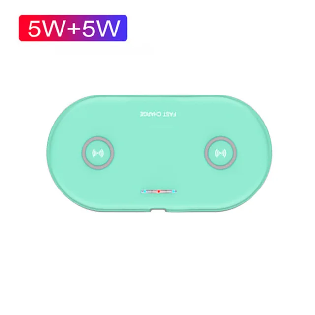 Dual 5W Blue 20 Вт Qi Беспроводное зарядное устройство для samsung S10 S9 huawei P30 Pro mate 30 Настольный двойной 10 Вт Быстрая зарядка для iphone 11 XS MAX X 2в1 - Цвет: Dual 5W Blue