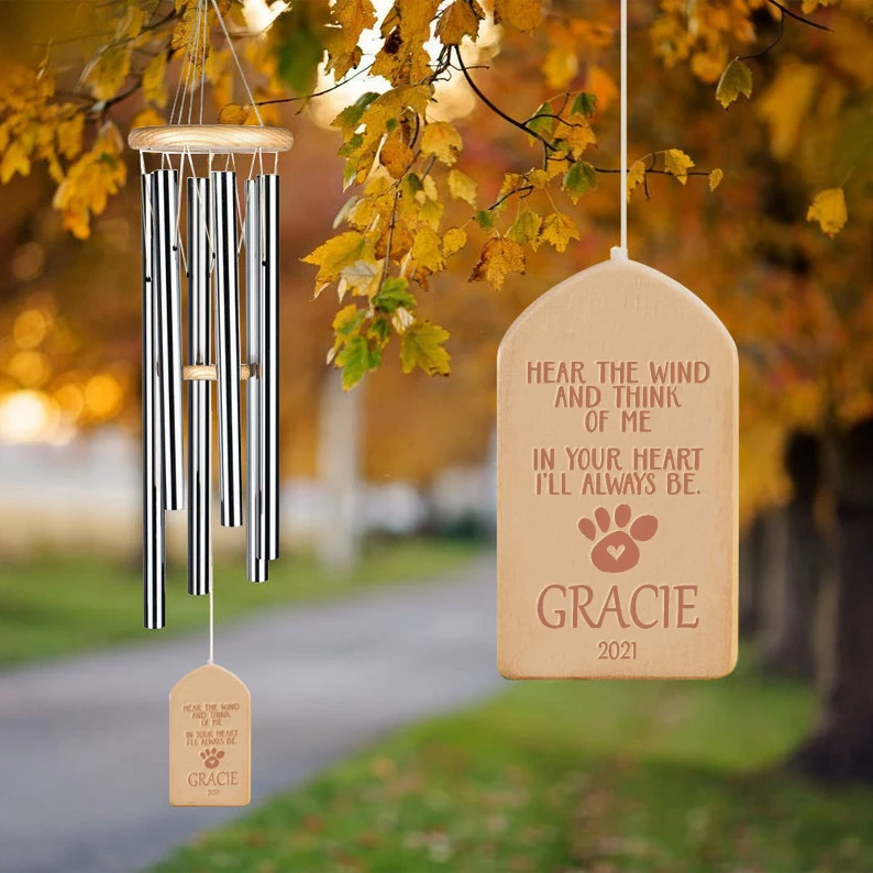 

Pet Memorial Wind Chimes Gift for Loss of Dog Windchimes Garden Yard Porch Patio Home Déco Listen to The Wind and Know I Am Near