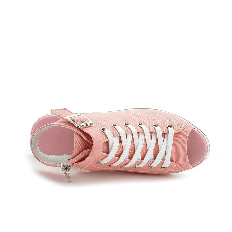 Женская летняя парусиновая обувь на танкетке Босоножки платформе Женские туфли