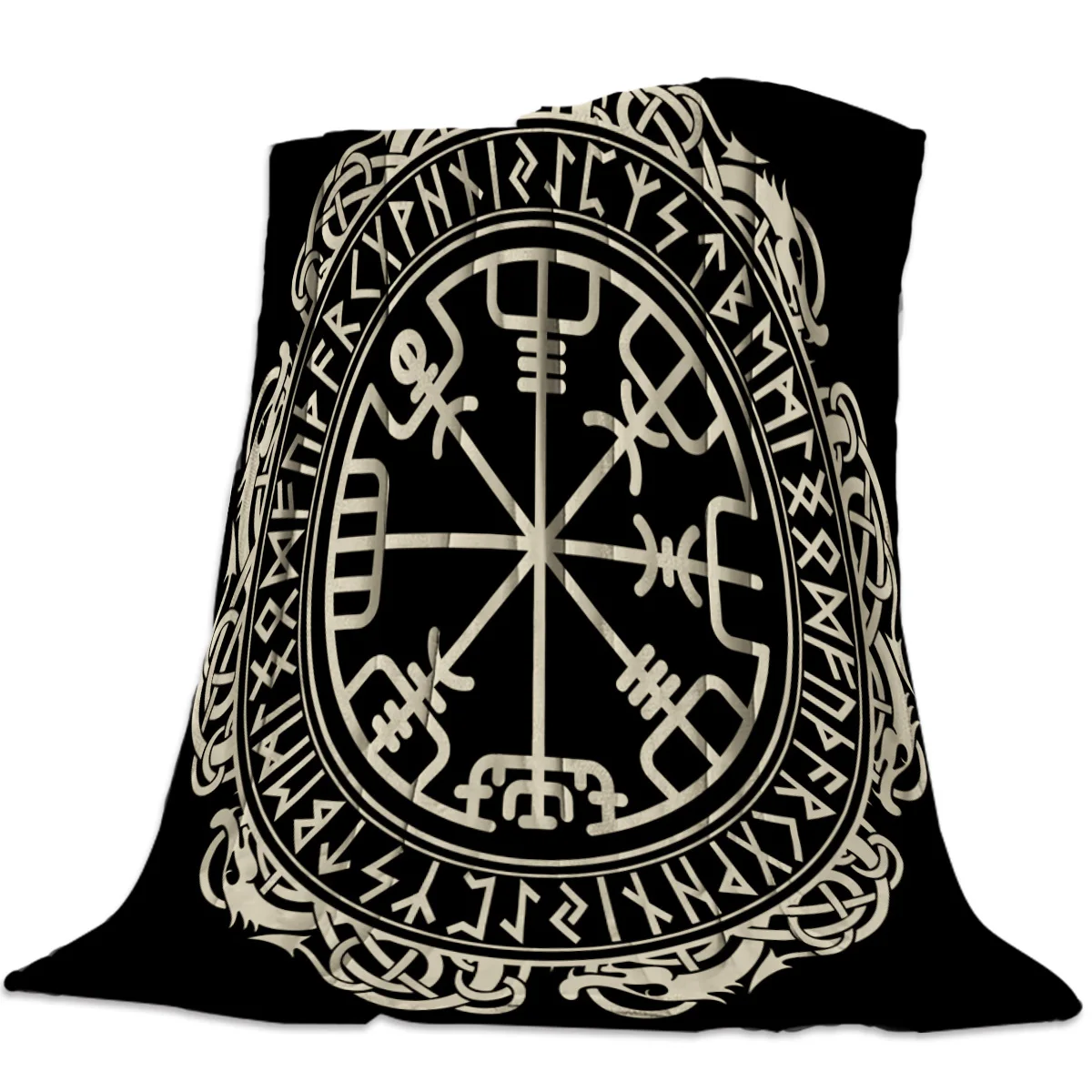 

Mandala Compass Black Tattoo Throw Blanket Portable Soft Sofa Blanket Warm Microfiber Flannel Blankets for Beds