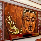 3D тиснение, HD статуя Будды, красно-коричневый, резьба по дереву, Декор, настенная бумага, ресторан, Йога, студия, фон для храма, настенная бумага 3D