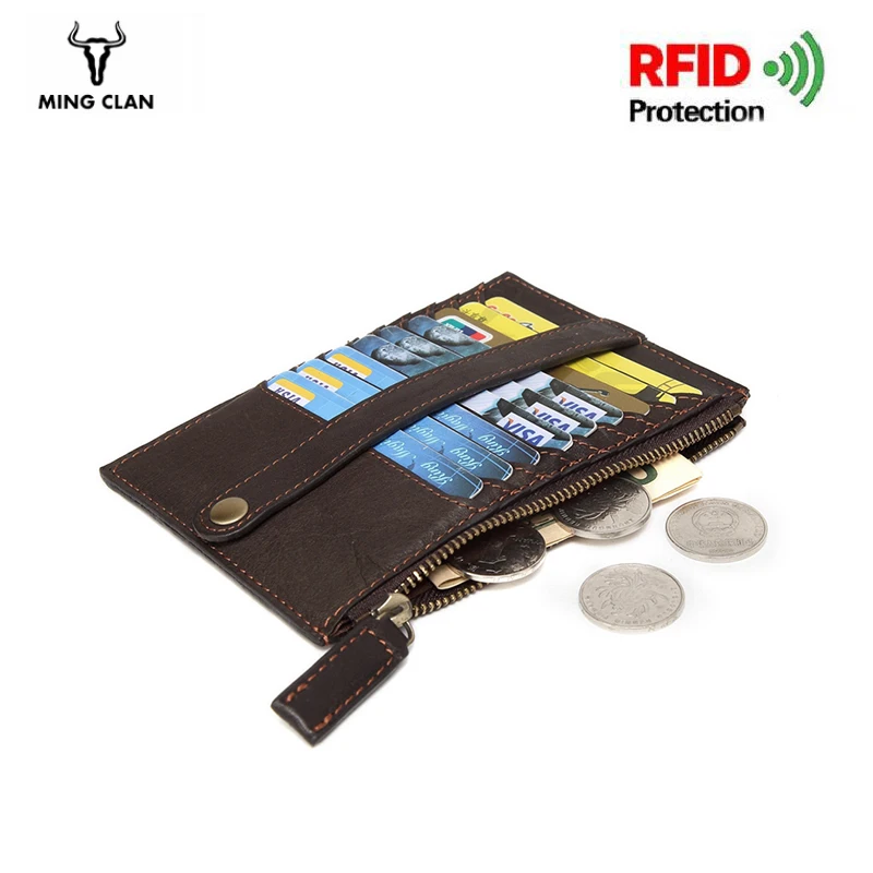 Женский кошелек из натуральной кожи кредитница на молнии с кармашком для мелочи