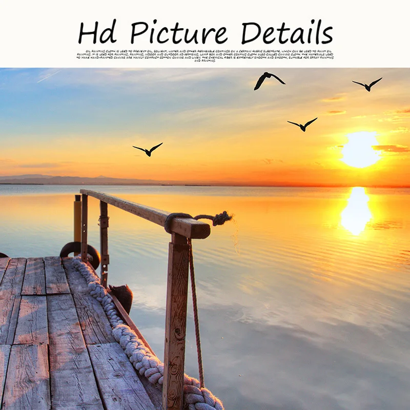

Natural Wooden Bridge Sunset Landscape Canvas Painting Cuadros Posters and Prints Scandinavian Wall Art Picture for Living Room
