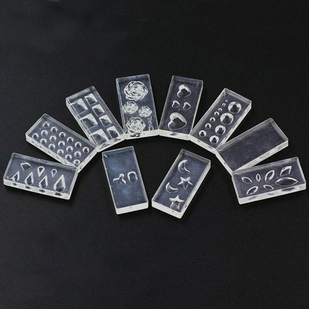 

10pcs/set Acrylic Decoration 3D Silicone Nail Art Mold Template DIY Manicure Silicone