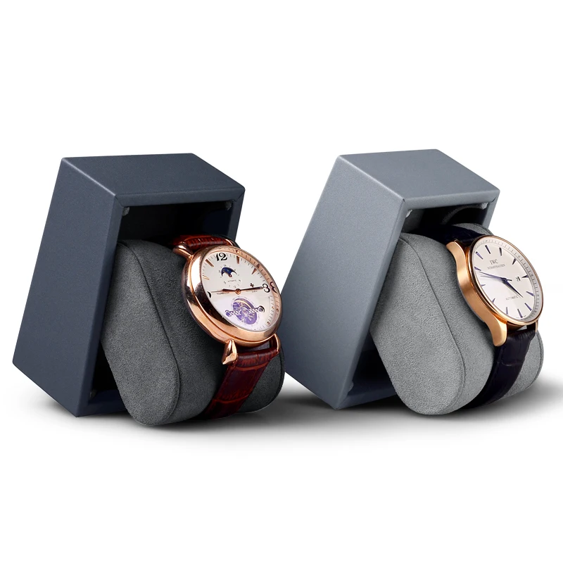 

OIRLV PU Leather Watch Display Gray Jewelry Organizer Box Bracelet Bangle Display Holder Watch Storage Case
