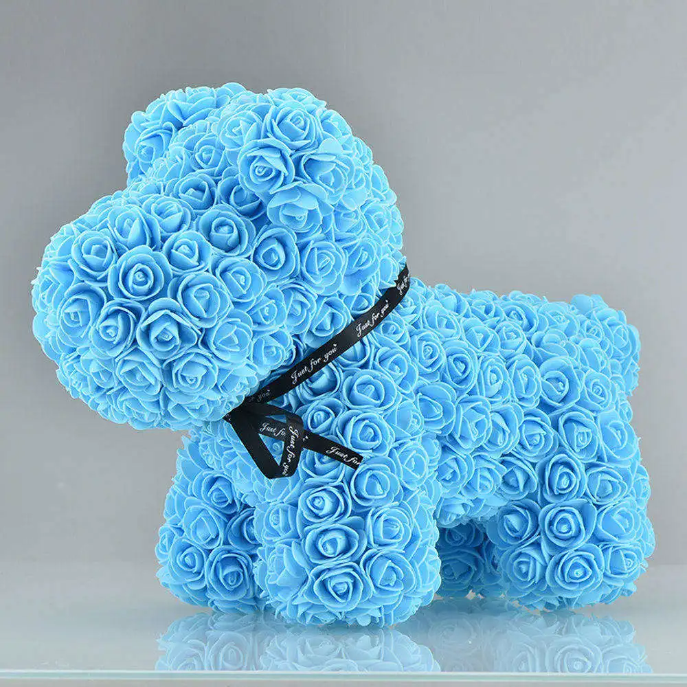 42cm blue dog Горячая Распродажа кролик, собака, панда, единорог, плюшевый медведь, роза, мыльный цветок, искусственная игрушка, рождественские подарки для женщин, подарок на день Святого Валентина - Цвет: 42cm blue dog