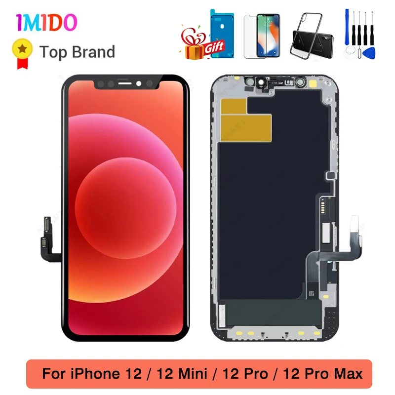 Minipantalla LCD para iPhone 12, 12 Pro Max 12, montaje de digitalizador con Panel t&aacute;ctil 3D, reemplazo, prueba 100% de alta calidad-0