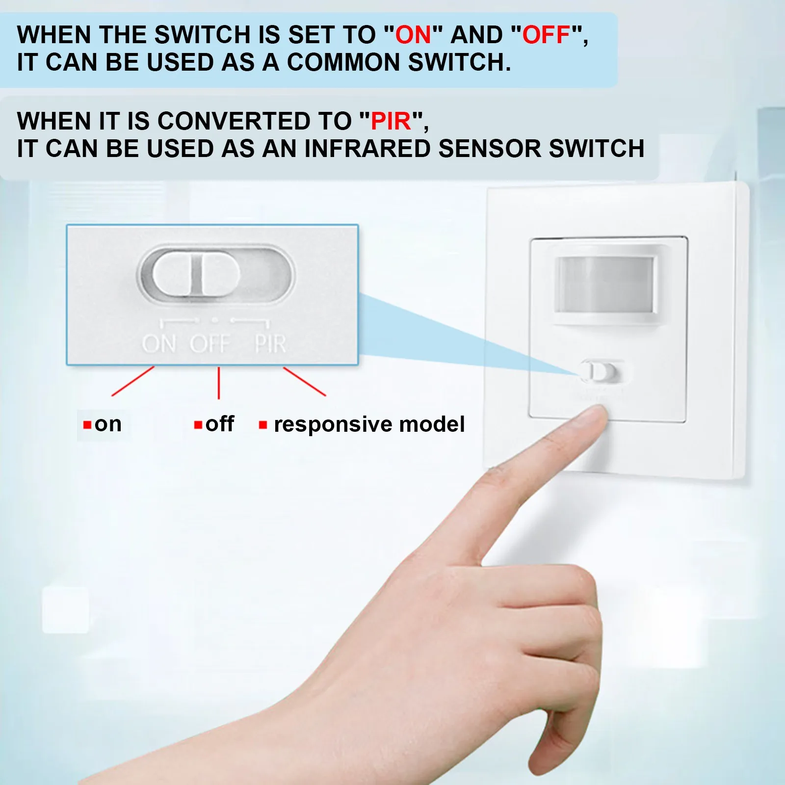 

Motion Sensor Switch Security light Control IR Infrared Movement Induction Detector With Switcher AC110V -220V ON/OFF/PIR