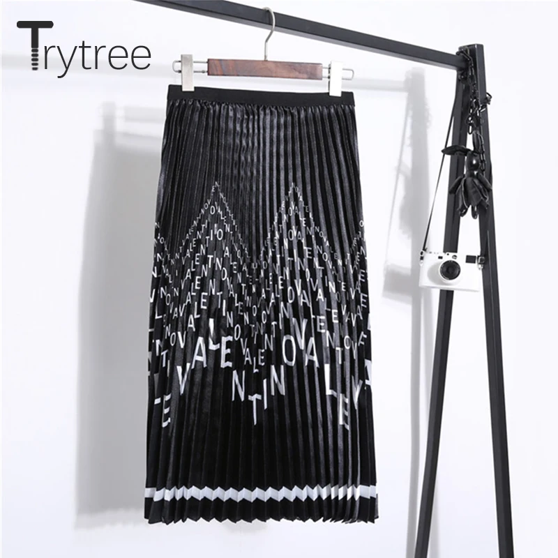 Trytree Сезон осень-зима Женская повседневная юбка с принтом в виде букв 4 Цвет