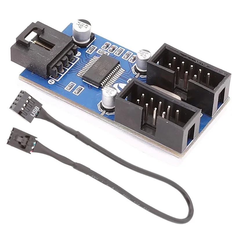 

Computer motherboard 9-pin USB multiplier 4-port male socket 9PIN female 1 drag 2 splitter one point two expansion card
