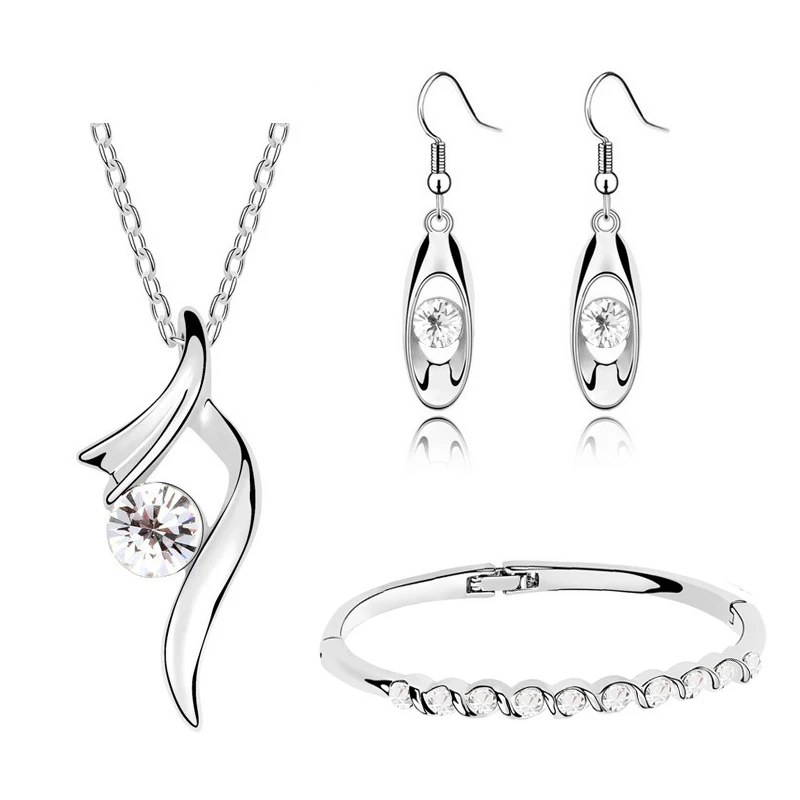 

AAAA+ rhinestonecrystal simple Necklace Earring bracelet Fashion jewelry set dropshipping party gift Luxury lover Bridal