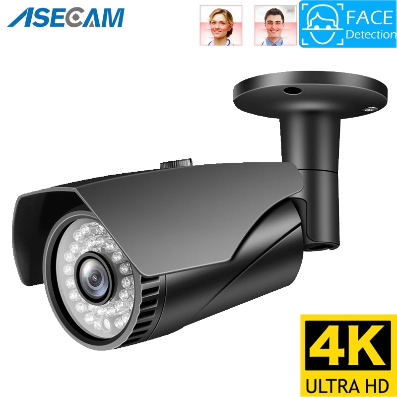 8MP 4K IP Camera Outdoor Ai Face Detection H.265 Onvif gray Bullet CCTV Night Vision IR 5MP POE Human Security Camera Xmeye