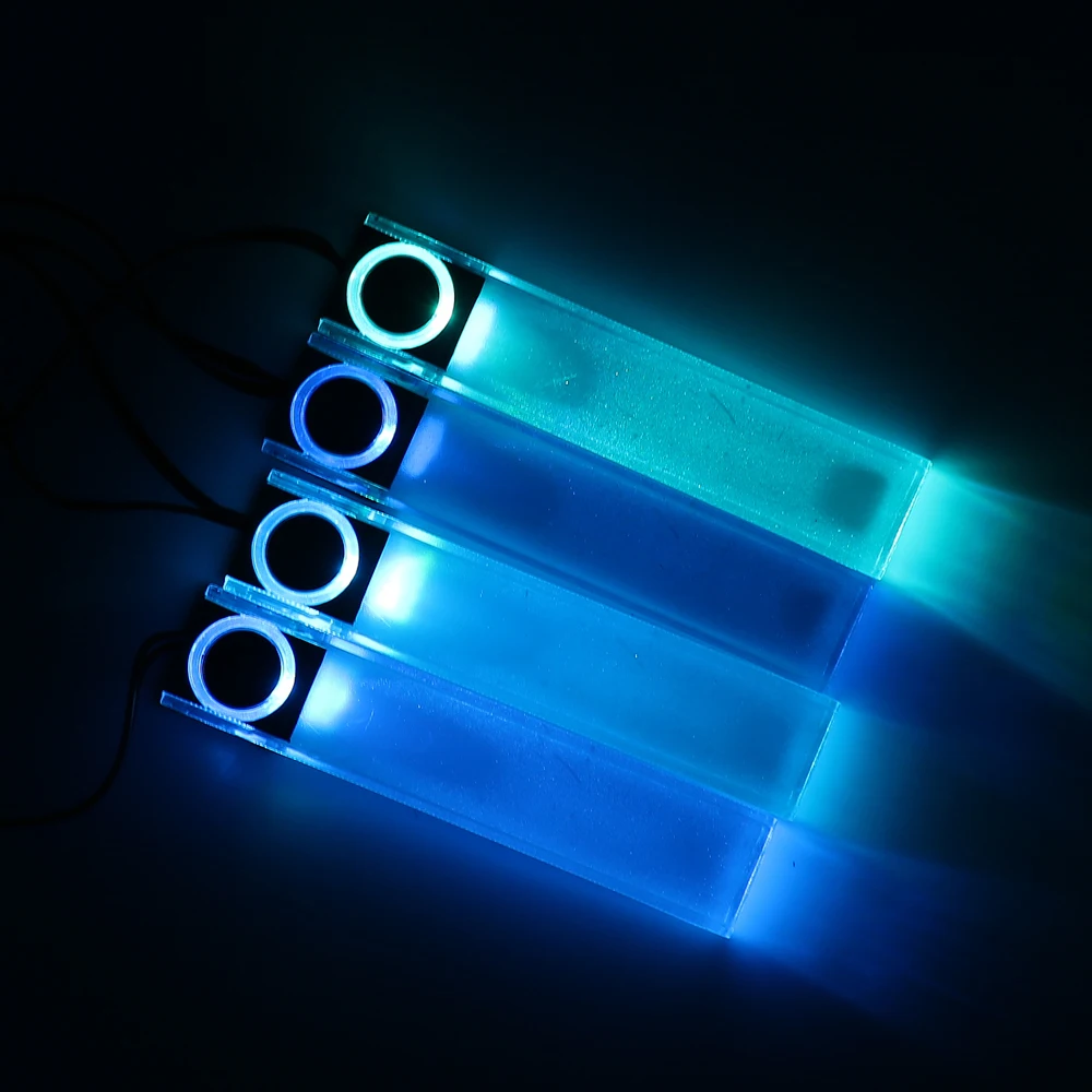 4 шт. автомобилей Атмосфера светильник s цветная(RGB) Светодиодные ленты светильник Цвета стайлинга автомобилей Декоративные лампы внутреннего освещения авто Подсветка аксессуары 12V