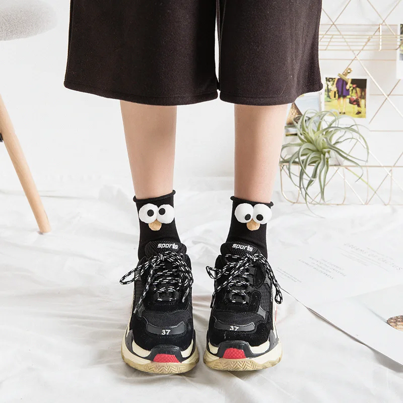 Funny Socks Women's Short Cotton Hot Sale 3D eyes Designer Fashion Amusing Lovely Harajuku kawaii Gift Happy Cute Socks