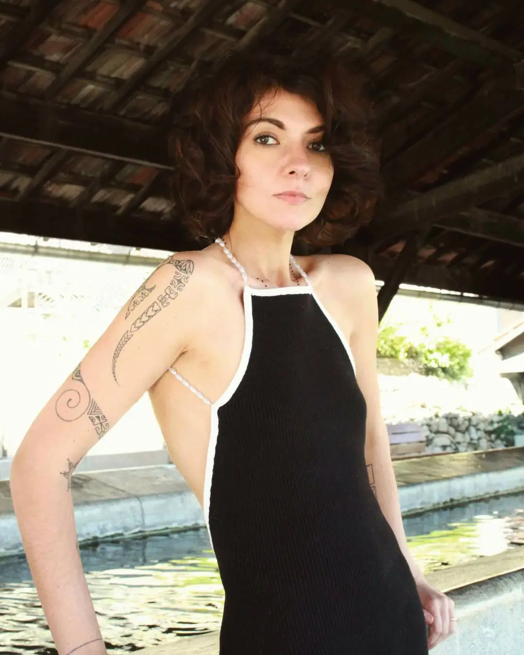 

Summer Sexy Backless Dress for Women 2021, Black Solid Color U-shaped Collar Off-the-shoulder Sleeveless Siamese