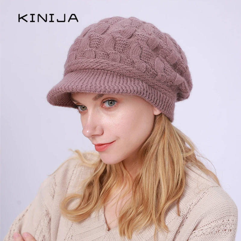 Берет зимняя женская плюшевая теплая шапка из кроличьей шерсти 8 форм твист шапки