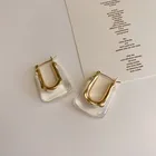 2021 новые модные Прозрачные Серьги-кольца из смолы для женщин и девочек, геометрические Асимметричные металлические акриловые серьги, вечерние ювелирные изделия