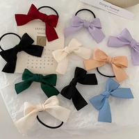 1 pc small ribbon bows with elastic hair bands for kids girls ponytail candy color bowknot hair ropes ties hair accessories