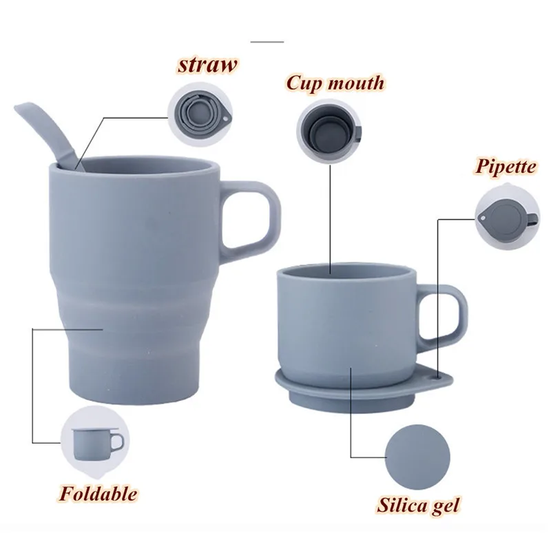 Складная Силиконовая телескопическая чашка для путешествий складной инструмент