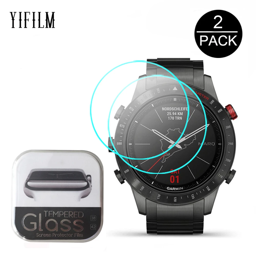 

2Pack Clear For Garmin MARQ Driver Screen Protector 0.3mm 2.5D 9H Tempered Glass Film Ultra Anti-Fingerprint For Garmin