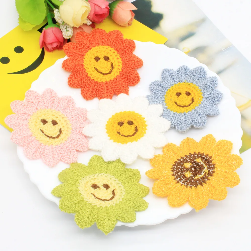20 шт./лот 6 см смайлик цветок Маргаритка аппликация для лук клип аксессуары DIY