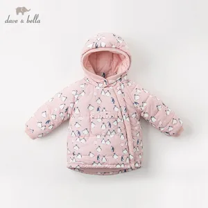 Детское Стеганое пальто db124 14 dave bella, детское зимнее пальто с капюшоном и мультяшным рисунком для девочек, куртка высокого качества, детская стеганая верхняя одежда