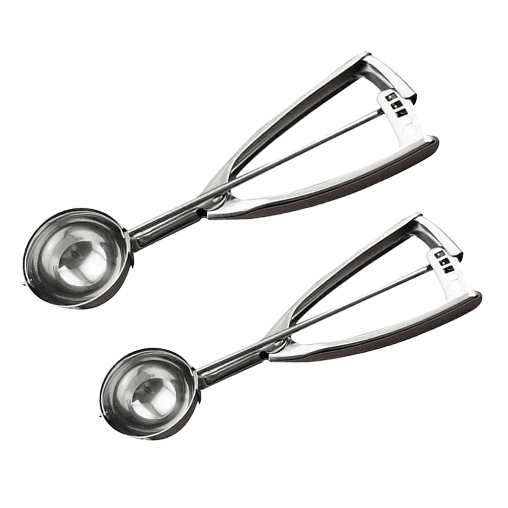 

2x Dough Cookie Ice Cream Scoop Set Quick Release Mirror Polished Non-stick