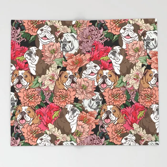 

Одеяло с изображением собаки из-за английского бульдога, домашнее примитивное декоративное покрывало для дивана, бесплатная доставка