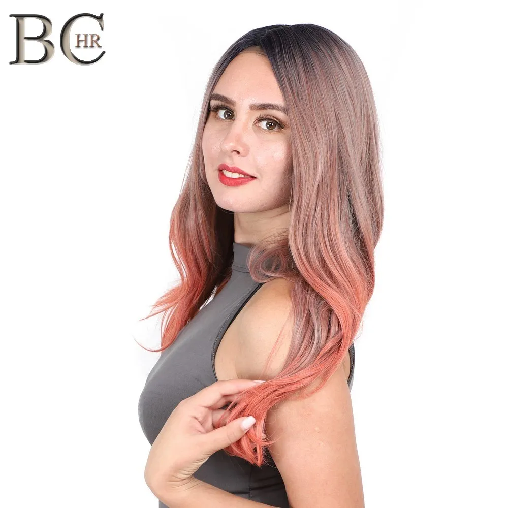 BCHR Ombre13* 4 парик на кружеве для женщин длинные волны синтетический оранжевый парик термостойкие волокна парик