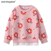 mudkingdom bee and flower girls sweatshirts cute o neck pullover for kids clothes ribbed long sleeve girl autumn tops fashion