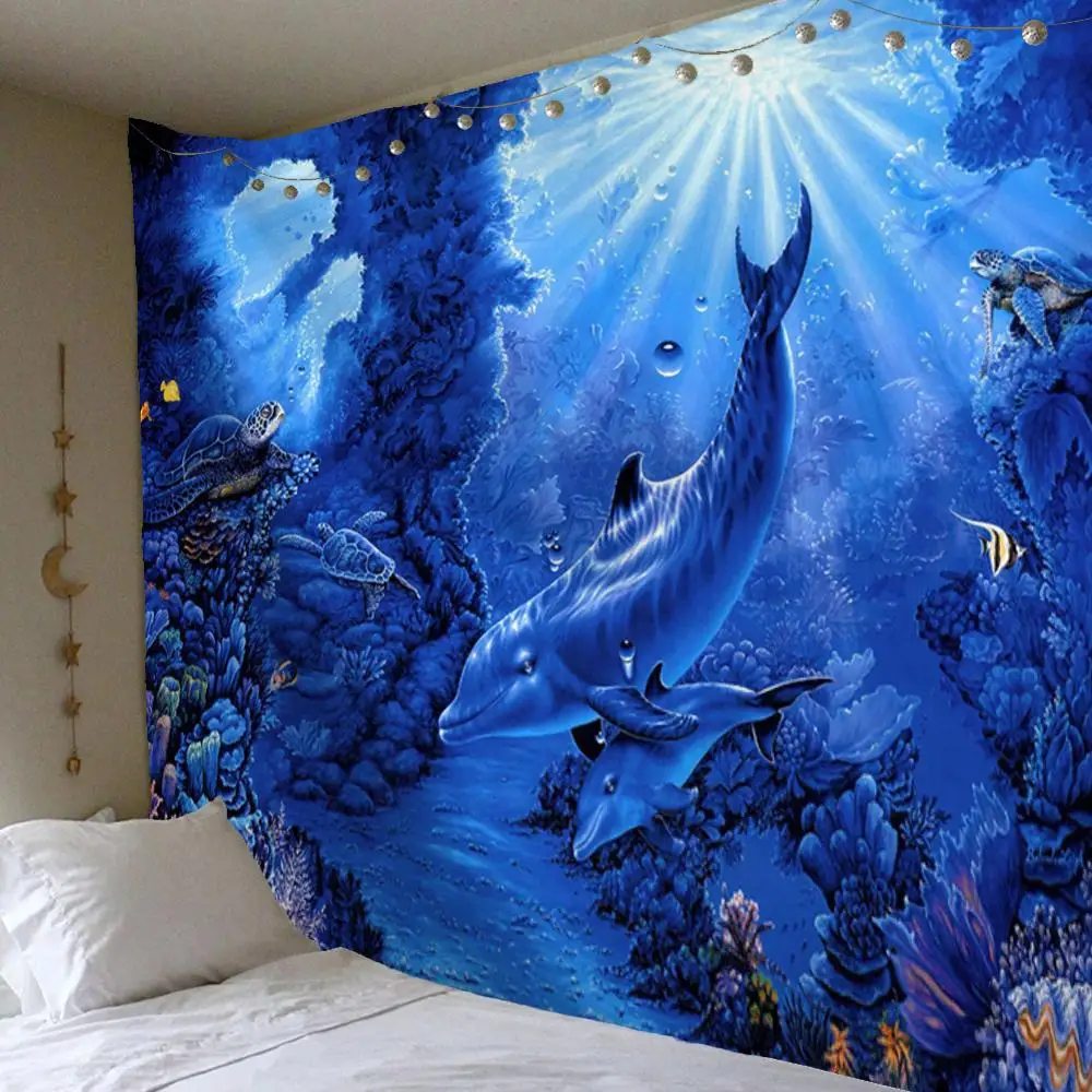Настенный подвесной гобелен Подводный мир хиппи Морская Черепаха Дельфин Акула