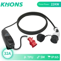 Khons Wallbox 22KW Phase EVSE Type Electric Car Vehicle Charger With CEE Plug 32A Adjustable Cable Fast Charging
