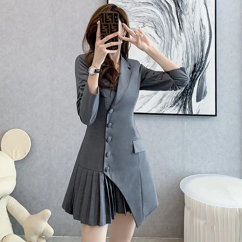 

Small Lady's Sweet And Spicy Suit Skirt 2021 Early Autumn New Style Niche Design Pure Color Temperament Dress