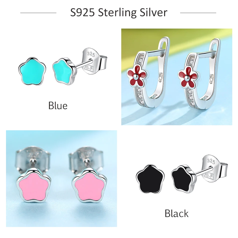 Серьги гвоздики из стерлингового серебра 925 пробы с эмалью милые серьги в виде