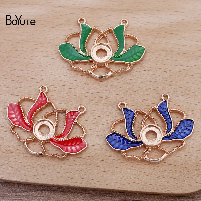

BoYuTe (50 Pieces/Lot) 28*38MM Metal Alloy Flower Pendant Materials Vintage DIY Handmade Jewelry Accessories Wholesale