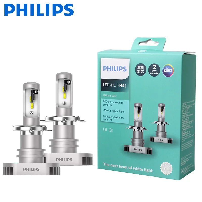 Philips LED H4 H7 H8 H11 H16 HB2 9003 Ultinon 6000K холодный синий белый свет + 160% ярче Автомобильная