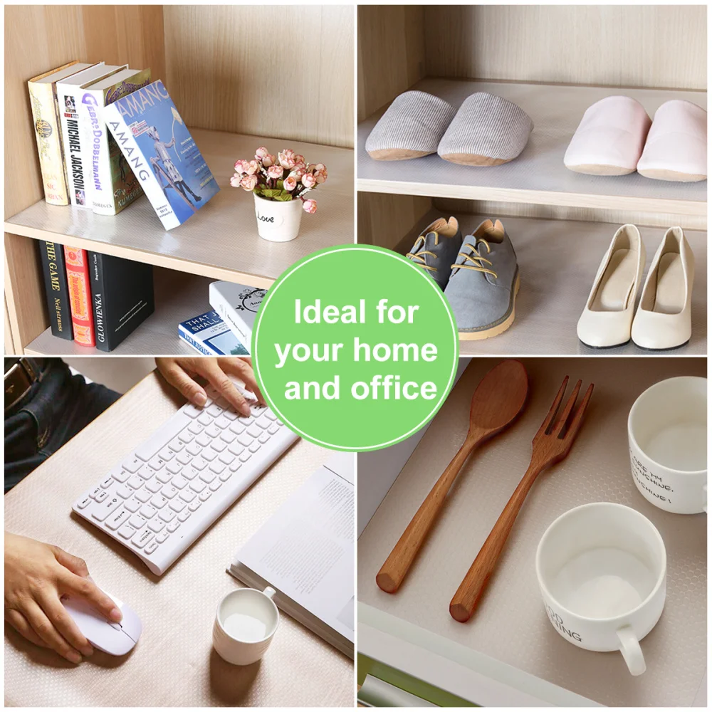 

HOMEMAXS 2 Rolls EVA Cabinet Shelf Drawer Liner Non-Slip Mat Waterproof Table Plate Pad 200 x 43 White Transparent