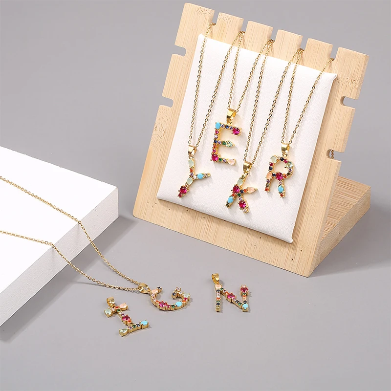 Изысканная искусственная кожа буква алфавита Золотая цепочка ожерелье богемный