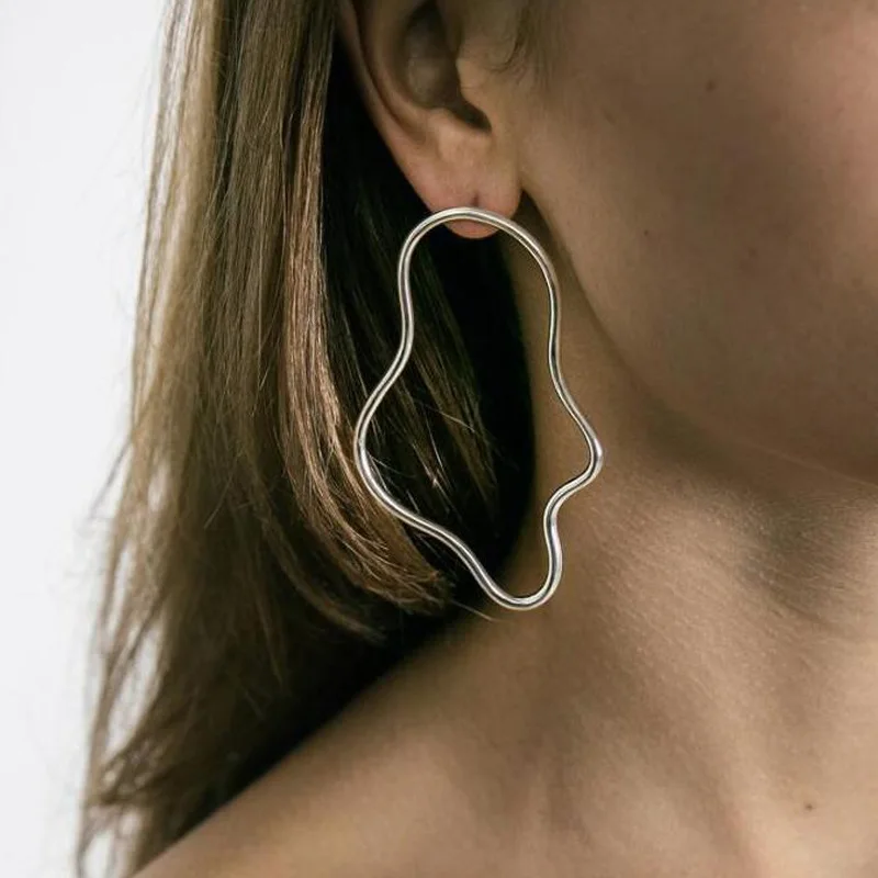 Новые простые большие геометрические нерегулярные серьги для женщин из сплава