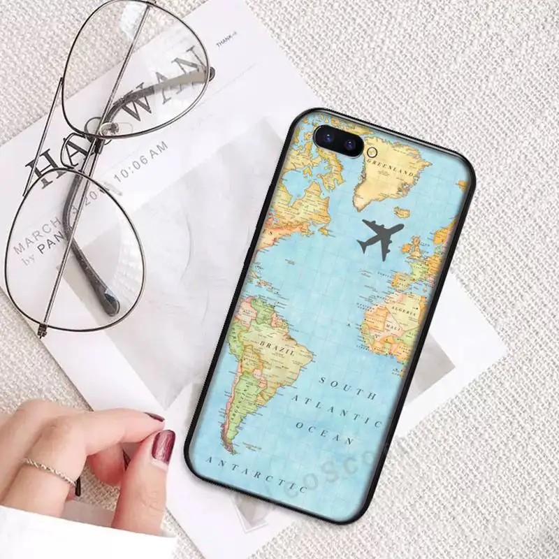 

world map color sea Phone Case For OPPO R9 R11 R15 R17 RENO Realme S PLUS Normal 2z 3 5 C2 pro