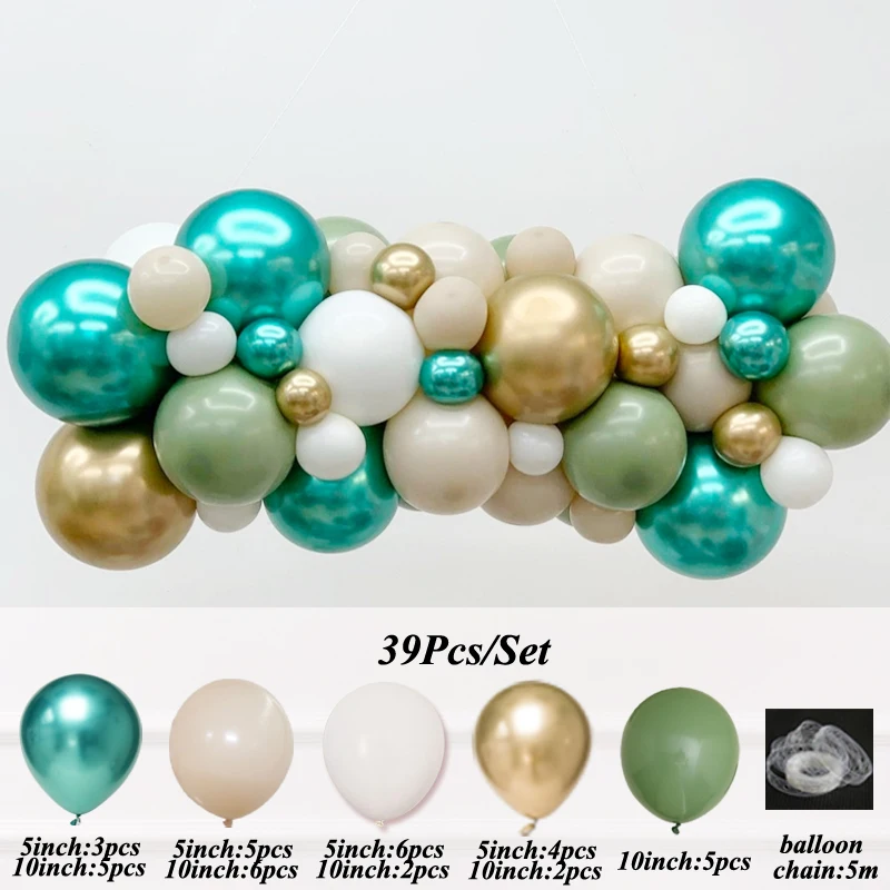 

39Pcs/Set Glod Green Metallic Balloons Garland Christmas Decorations 2022 Baby Shower Arche Globos Wedding Birthday Party Decor