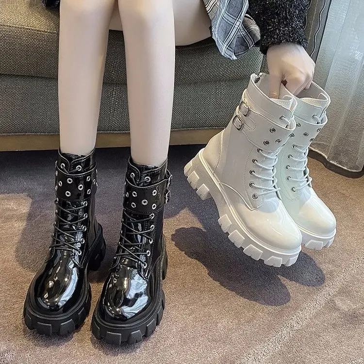 

New Boots Women's Shoes Goth Punk Style Thick-soled Martin Boots Women Comfortable Casual High-top Woman Shoes Botas De Mujer